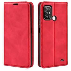 For ZTE Blade A52 Retro-skin Magnetic Suction Leather Phone Case(Red) (OEM)