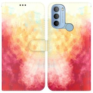 For Motorola Moto G31 4G Brazil Version with Fingerprint Watercolor Pattern Horizontal Flip Leather Phone Case(Spring Cherry) (OEM)