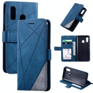 For Samsung Galaxy A20e Skin Feel Splicing Horizontal Flip Leather Case with Holder & Card Slots & Wallet & Photo Frame(Blue) (OEM)