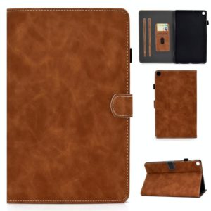 For Samsung Galaxy Tab A7 10.4 2020 T500 Cowhide Texture Horizontal Flip Leather Case with Holder & Card Slots(Brown) (OEM)