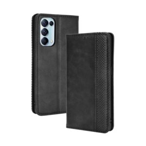 For OPPO Find X3 Lite / Reno5 5G Magnetic Buckle Retro Crazy Horse Texture Horizontal Flip Leather Case with Holder & Card Slots & Photo Frame(Black) (OEM)