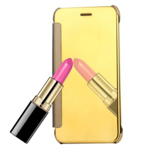 For iPhone 8 Plus & 7 Plus Plating Mirror Horizontal Flip Leather Case(Gold) (OEM)