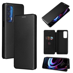 For Motorola Edge 2021 Carbon Fiber Texture Leather Phone Case with Card Slot(Black) (OEM)