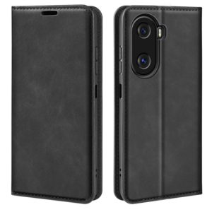 For Honor X40i Retro-skin Magnetic Suction Leather Phone Case(Black) (OEM)
