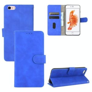 For iPhone 6 & 6s Solid Color Skin Feel Magnetic Buckle Horizontal Flip Calf Texture PU Leather Case with Holder & Card Slots & Wallet(Blue) (OEM)