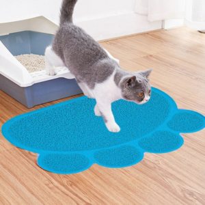 PVC Claw Shaped Cat Litter Mat Pet Placemat Anti-skid Floor Mat Pet Supplies(Light Blue) (OEM)