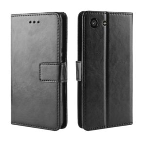 Retro Crazy Horse Texture Horizontal Flip Leather Case for Sony Xperia ACE SO-02L, with Holder & Card Slots & Photo Frame(Black) (OEM)