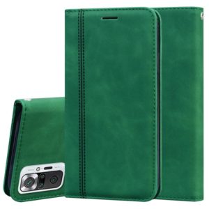 For Xiaomi Redmi Note 10 Pro Frosted Business Magnetic Horizontal Flip PU Leather Case with Holder & Card Slot & Lanyard(Green) (OEM)