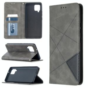 For Samsung Galaxy A42 5G Rhombus Texture Horizontal Flip Magnetic Leather Case with Holder & Card Slots & Wallet(Grey) (OEM)