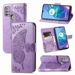 For Motorola Moto G30 / G10 Butterfly Love Flower Embossed Horizontal Flip Leather Case with Bracket & Card Slot & Wallet & Lanyard(Light Purple) (OEM)