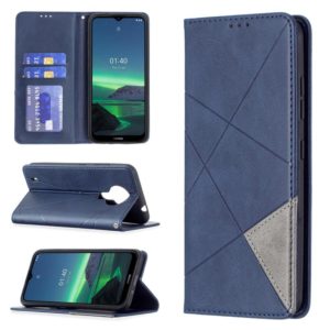 For Nokia 1.4 Rhombus Texture Horizontal Flip Magnetic Leather Case with Holder & Card Slots & Wallet(Blue) (OEM)