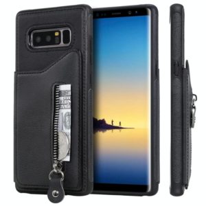 For Galaxy Note 8 Solid Color Double Buckle Zipper Shockproof Protective Case(Black) (OEM)