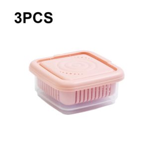 3 PCS Can Be Separated and Drained Fresh Keeping Box, Color: Pink Small (OEM)