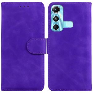 For Infinix Hot 11 X662 Skin Feel Pure Color Flip Leather Phone Case(Purple) (OEM)