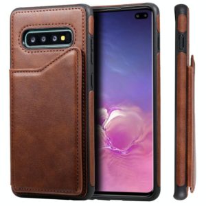 For Galaxy S10+ Shockproof Calf Texture Protective Case with Holder & Card Slots & Frame(Coffee) (OEM)