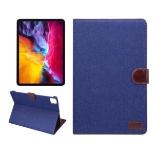 For iPad Air 2022 / 2020 10.9 Denim Texture PC Horizontal Flip Leather Protective Case, with Holder & Card Slots & Wallet & Photo Frame & Sleep / Wake-up Function(Dark Blue) (OEM)
