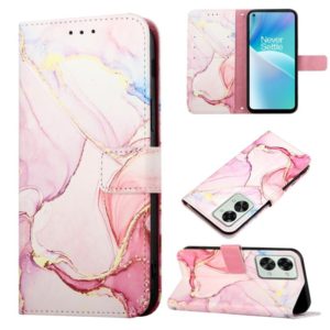 For OnePlus Nord 2T 5G Marble Pattern Flip Leather Phone Case(Rose Gold LS005) (OEM)