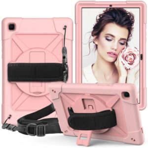 For Samsung Galaxy Tab A7 10.4 (2020) T500 Contrast Color Silicone + PC Combination Case with Holder(Rose Gold) (OEM)