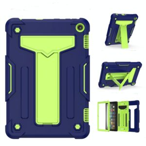 For Amazon Kindle Fire HD 8 2020/Fire 8 Plus T-shaped Bracket Contrast Color Shockproof PC + Silicone Tablet Protective Case(Navy+Green) (OEM)