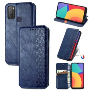 For Alcatel 1S 2021 Cubic Grid Pressed Horizontal Flip Magnetic PU Leather Case with Holder & Card Slots & Wallet(Blue) (OEM)