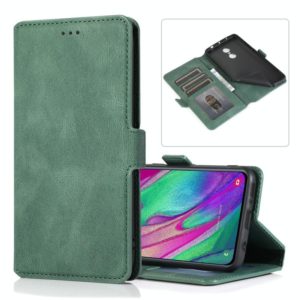 For Samsung Galaxy A40 Retro Magnetic Closing Clasp Horizontal Flip Leather Case with Holder & Card Slots & Photo Frame & Wallet(Dark Green) (OEM)