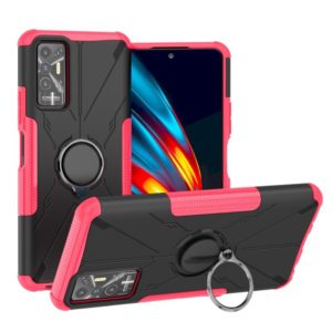 For Tecno Pova 2 Armor Bear Shockproof PC + TPU Phone Protective Case with Ring Holder(Rose Red) (OEM)
