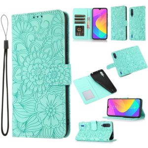 For Xiaomi Mi CC9 Skin Feel Embossed Sunflower Horizontal Flip Leather Case with Holder & Card Slots & Wallet & Lanyard(Green) (OEM)