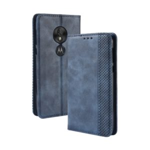 Magnetic Buckle Retro Texture Horizontal Flip Leather Case for Motorola Moto G7 Play (EU Version), with Holder & Card Slots & Wallet (Blue) (OEM)