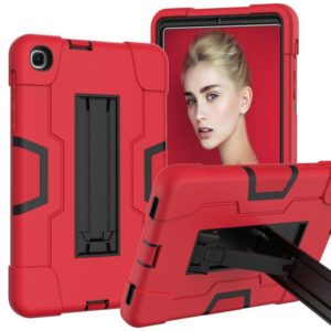 For Samsung Galaxy Tab A 8.4 (2020) T307 Contrast Color Robot Shockproof Silicon + PC Protective Case with Holder(Red + Black) (OEM)