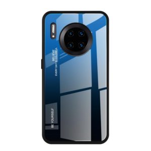 For Huawei Mate 30 Pro Gradient Color Glass Case(Blue) (OEM)