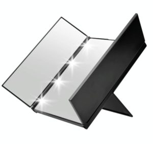 Tri-Fold Mirror LED 8 Lights Makeup Mirror(Black) (OEM)