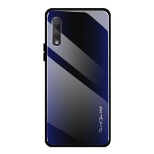 For Huawei Honor 9x Texture Gradient Glass Protective Case(Dark Blue) (OEM)