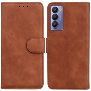 For Tecno Camon 18 / 18P Skin Feel Pure Color Flip Leather Phone Case(Brown) (OEM)