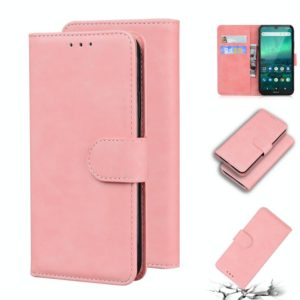 For Nokia 1.3 Skin Feel Pure Color Flip Leather Phone Case(Pink) (OEM)