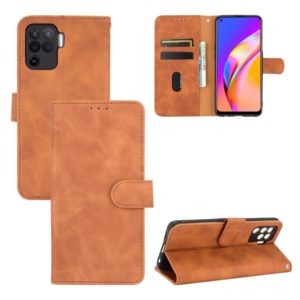 For Oppo A94 Solid Color Skin Feel Magnetic Buckle Horizontal Flip Calf Texture PU Leather Case with Holder & Card Slots & Wallet(Brown) (OEM)