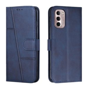 For Motorola Moto G Stylus 2022 4G Stitching Calf Texture Buckle Leather Phone Case(Blue) (OEM)