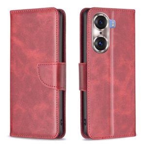 For Honor 60 Pro Lambskin Texture Pure Color Horizontal Flip Leather Phone Case(Red) (OEM)