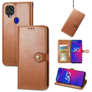 For ZTE Axon 11 SE 5G Solid Color Leather Buckle Phone Case with Lanyard & Photo Frame & Card Slot & Wallet & Stand Function(Brown) (OEM)