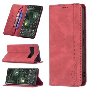 For Google Pixel 6 Pro Magnetic RFID Blocking Anti-Theft Leather Case with Holder & Card Slots & Wallet(Red) (OEM)