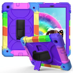 For Samsung Galaxy Tab A 10.1 (2019) T510/T515 Shockproof PC + Silicone Combination Case with Holder & Hand Strap & Shoulder Strap(Colorful + Purple) (OEM)