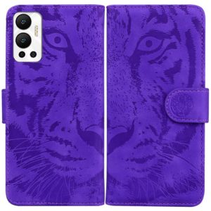 For Infinix Hot 12 Tiger Embossing Pattern Horizontal Flip Leather Phone Case(Purple) (OEM)