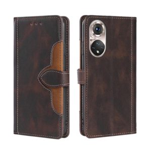 For Honor 50 Pro Skin Feel Straw Hat Magnetic Buckle Leather Phone Case(Brown) (OEM)