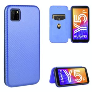 For Huawei Y5p / Honor 9S Carbon Fiber Texture Horizontal Flip TPU + PC + PU Leather Case with Card Slot(Blue) (OEM)