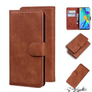 For Huawei P30 Pro Skin Feel Pure Color Flip Leather Phone Case(Brown) (OEM)