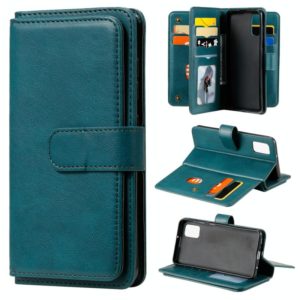 For Samsung Galaxy A41 Multifunctional Magnetic Copper Buckle Horizontal Flip Solid Color Leather Case with 10 Card Slots & Wallet & Holder & Photo Frame(Dark Green) (OEM)