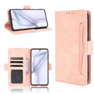 For Huawei P50 Skin Feel Calf Pattern Horizontal Flip Leather Case with Holder & Card Slots & Photo Frame(Pink) (OEM)