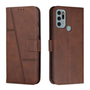 For Motorola Moto G60S Stitching Calf Texture Buckle Leather Phone Case(Brown) (OEM)