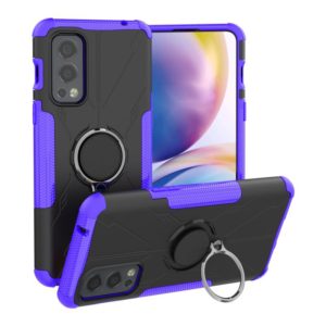 For OnePlus Nord 2 5G Armor Bear Shockproof PC + TPU Protective Case with Ring Holder(Purple) (OEM)