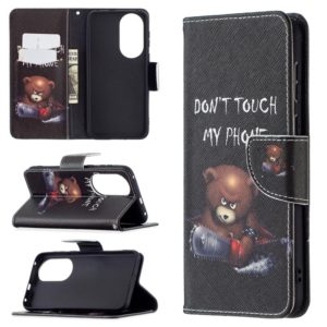 For Huawei P50 Colored Drawing Pattern Horizontal Flip Leather Case with Holder & Card Slots & Wallet(Bear) (OEM)