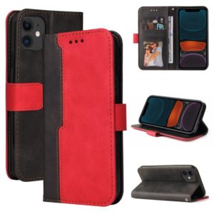 For iPhone 11 Business Stitching-Color Horizontal Flip PU Leather Case with Holder & Card Slots & Photo Frame (Red) (OEM)